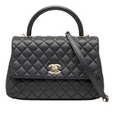 シャネル マトラッセ ココマーク ハンドバッグ ショルダーバッグ 2WAY ネイビー キャビアスキン レディース CHANEL 【中古】